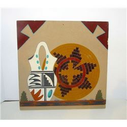 Native American Navajo Sand Painting of Wedding Vase