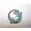 Image 1 : Zuni Sterling Silver Turquoise Lizard Brooch Pendant