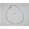 Image 1 : Pearl 10K Gold Filigree Clasp Necklace Earrings Set