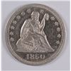 1850-O SEATED QUARTER AU/BU