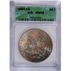 1884-CC MORGAN SILVER DOLLAR, ICG MS-65 OBV RAINBOW COLORS