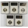 Image 2 : LOT OF ( 5 ) 1950-D WASHINGTON QUARTERS, NGC MS-65