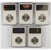 Image 2 : LOT OF ( 5 ) 1955 WASHINGTON QUARTERS, NGC MS-65