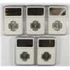 Image 2 : LOT OF ( 5 ) 1955-D WASHINGTON QUARTERS, NGC MS-65  TOUGH!