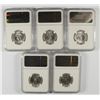 Image 2 : LOT OF ( 5 ) 1963 WASHINGTON QUARTERS, NGC MS-65