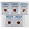 Image 1 : LOT OF ( 5 ) 1955-S LINCOLN CENTS, PCGS MS66 RED