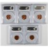Image 2 : LOT OF ( 5 ) 1955-S LINCOLN CENTS, PCGS MS66 RED