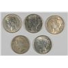 Image 1 : LOT OF ( 5 ) CIRC PEACE SILVER DOLLARS: ( 2 ) 1922, 1923-S & ( 2 ) 1925