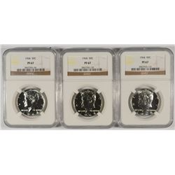 LOT OF ( 3 ) 1964 KENNEDY HALF DOLLARS,  NGC PROOF-67