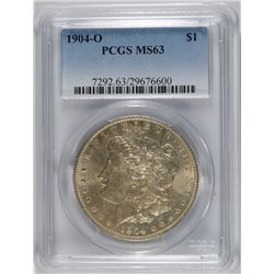 1904-O MORGAN SILVER DOLLAR, PCGS MS-63  NICE!