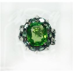 PERIDOT 10.54CT, 18K W/G RING 10.02GRAM / DIAMOND 0.49CT / ALEXANDRITE 4.72CT