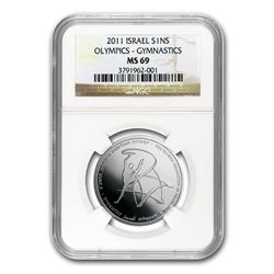 2011 Israel Silver 1 NIS Gymnastics MS-69 NGC