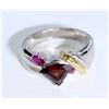 Image 1 : Sterling Silver .925  Garnet W/ Ruby Ring Two Toned