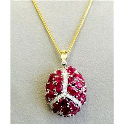 Y.SAPPHIRE 0.47CT / RUBY 12.14CT  / CHAIN 4.48GRAM 14K Y/G, 14K W/G PENDANT 9.61GRAM / DIAMOND 1.29C