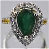 Image 1 : Emerald Yellow Sapphire  4.30 ctw Diamond Cocktail Ring 14KW