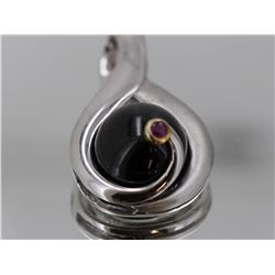 Sterling Silver .925 Cabochon Onyx Pendant