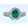 Image 1 : Emerald  1.21 ctw & Diamond Flower Ring 14KW