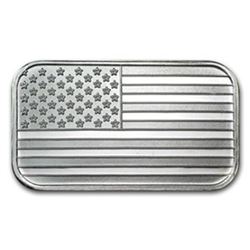 1 oz American Flag Design Silver Bar .999 Fine