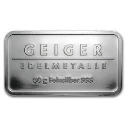 50 gram Geiger 'Security Line' Silver Bar .999 Fine