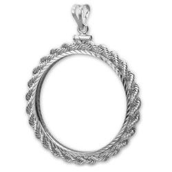 Sterling Silver Screw Top Diamond Cut Rope Coin Bezel - 40.6 mm