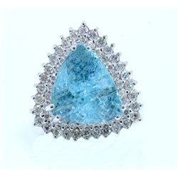 PARAIBA TOURMALINE 14.97CT, 18K W/G RING 11.86GRAM / DIAMOND 1.67CT