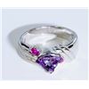 Image 1 : Sterling Silver .925  Amethyst W/ Ruby Ring