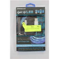 3FT LED FLAT MICRO USB CHARGE CABLES
