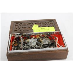 DECORATIVE BOX FILLED W/ JEWELLERY
