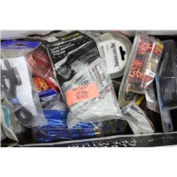 BOX OF CAR AUDEO COMPENTS / CABLES / ETC