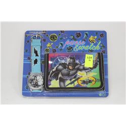 NEW CHILDRENS BATMAN WALLET AND WATCH SET