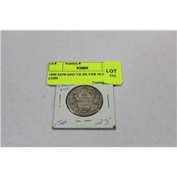 1909 EDWARD VII SILVER 50 CENT COIN