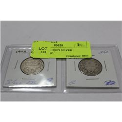 EDWARD VII 1902/3 SILVER QUARTERS X2