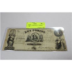 SCARCE 1852 HUNGARY 1 FORITE NOTE