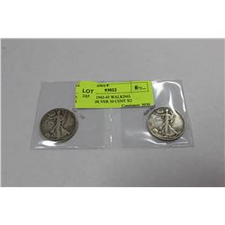 USA WW2 1942-43 WALKING LIBERTY SILVER 50 CENT X2