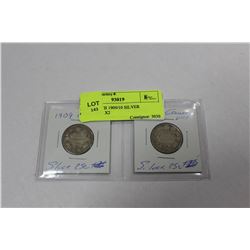 EDWARD VII 1909/10 SILVER QUARTERS X2