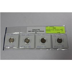 EDWARD VII 1902-1904 SILVER 5 CENTS X4