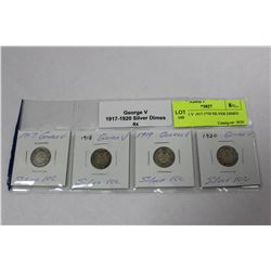 GEORGE V 1917-1920 SILVER DIMES X4