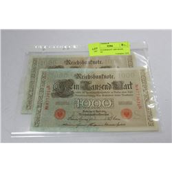 UNC 1910 GERMANY 1000 MARK NOTES X2