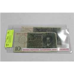 GERMAN 2 BANKNOTES CONCENTRATION CAMP ORANIENBURG