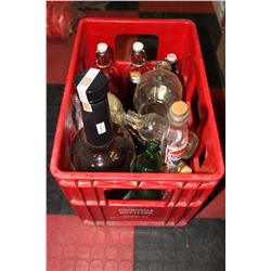 RED COCA-COLA CRATE W/ COLLECTIBLE BOTTLES