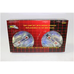 PAIR OF HALOGEN LIGHTS WITH WIRING HARNESS