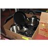 Image 1 : BOX OF POTS / PANS & CREPE PAN