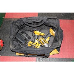 DEWALT BAG W/ 18VT CORDLESS  DRILL, 1 CHARGER & 2