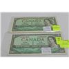 Image 1 : 1954 ONE DOLLAR BANKNOTES X2