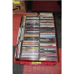 RED CRATE WITH OVER 100 CD'S WITH ROCK,POP,70'S...