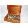 Image 1 : LARGE WOOD CHEST WITH ESTATE COINS