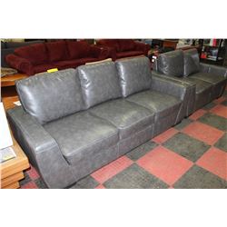 NEW GREY LEATHERETTE SOFA W LOVE SEAT