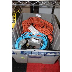 TOTE OF EXTENSION CORDS