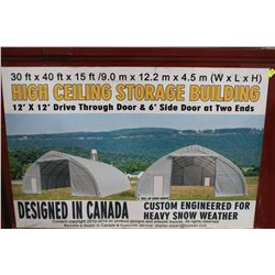 NEW 30 X 40 X 15' HIGH CEILING STORAGE BUILDING