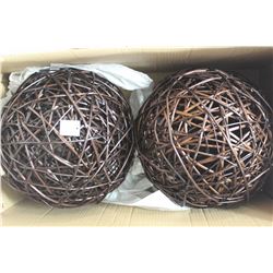 PR OF LARGE RATTAN DECORATIVE BALLS